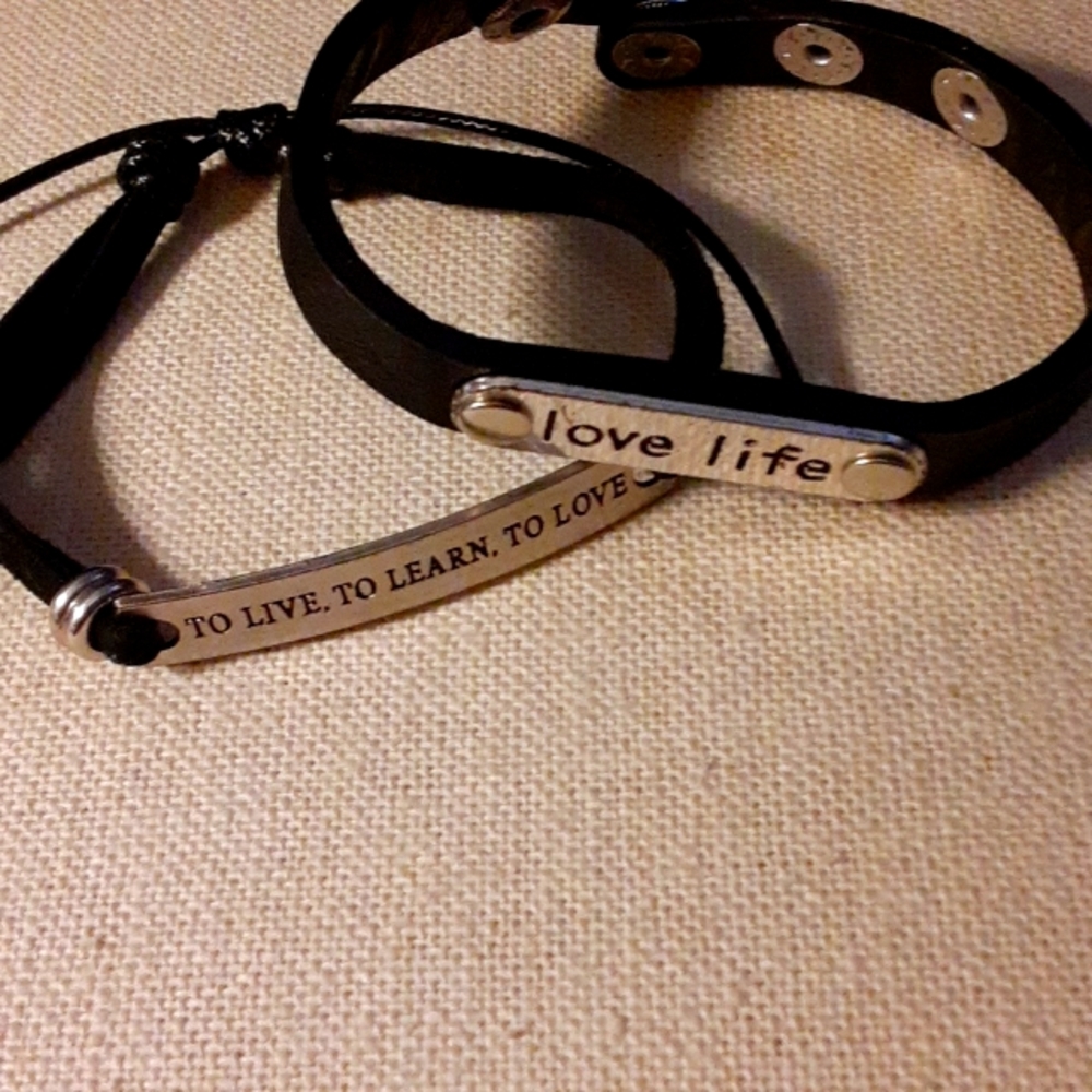 Mens bracelets. Inspirational. Love Life. To Life, To Learn, To Love
